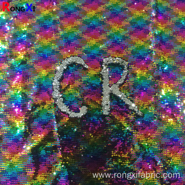 Rainbow Colorful red Sequin Embroidery Fabric